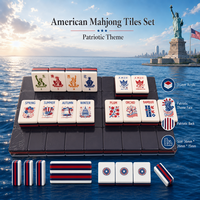 Magnifique ensemble de tuiles de Mahjong patriotiques américaines, 166 pièces, en acrylique gravé à 3 couches, motif Liberté Égale et Feux d'artifice, taille standard