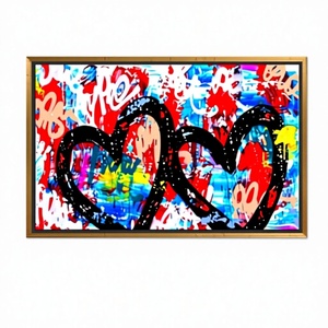 Hearts Graffiti <b>Canvas</b> Art Art Deco Panel Wall Decor Clear <b>Framed</b> Hanging 1P - Product Image 1