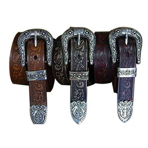 100% su misura cintura in vera pelle di mucca occidentale 40mm con Design floreale in rilievo produttore di grossista di porcellana - Product Image 3