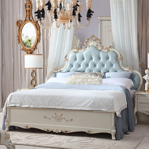 Mới Cao Quý Pháp Rắn Gỗ Da Giường Phong Cách Châu Âu Retro Sơn Hôn Nhân Giường Thạc Sĩ Phòng Ngủ Đôi 1.8M Vua Kích Thước Giường - Product Image 4