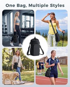 Custom Logo Portable Polyester <b>Water</b> <b>Bottle</b> Bag with Adjustable Shoulder <b>Strap</b> Sleeve for Walking Hiking Camping Outdoor Gym - Product Image 5