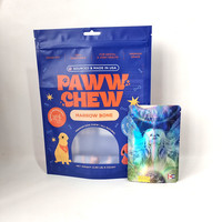 Sacs Mylar personnalisés avec logo imprimé, holographiques, en plastique, refermables, pour aliments, 3,5g 7g, anti-odeur, 4x5 pouces