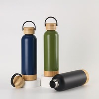 DAJI HYDRO botol air olahraga ramah lingkungan desain baru vakum ganda bawah bambu dengan pegangan untuk air panas untuk minuman soda untuk hadiah