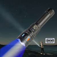 Senter Laser Putih 30w Jangkauan Jauh Pertahanan Diri Isi Ulang Sumber Cahaya Ganda Biru dan Putih untuk Memancing Malam Hari