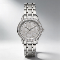 Montre Moissanite de luxe avec cristal saphir bleu, diamant, bracelet en acier inoxydable, étanche, affichage de la date, montre-bracelet pour femme