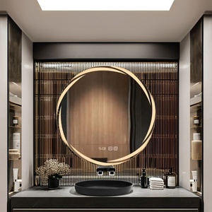 Современное круглое умное зеркало для ванной комнаты с 20 светодиодными индикаторами времени беспроводной динамик-Водонепроницаемый противотуманный сенсорный датчик-для отелей - Product Image 4