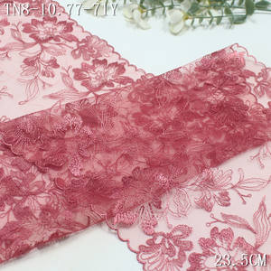 Bordado de encaje de flores de la fábrica de China 23cm negro rojo gris claro gasa bordada encaje ecológico para sujetador Lencería - Product Image 5