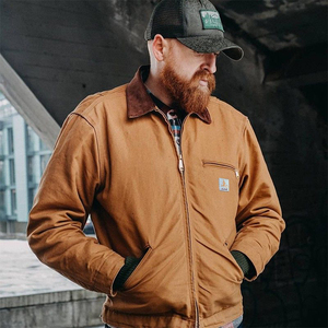 Jaket Kanvas Detroit Gaya Kasual Vintage Musim Semi/Panas AS, Lapisan Jala, Custom Grosir - Product Image 5