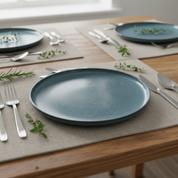 Service de table élégant en grès et porcelaine à glaçure réactive verte |   Assiettes, bols et tasses en céramique |   Compatible lave-vaisselle, micro-ondes et four