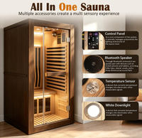 Sauna infrarouge décoratif vintage personnalisé, best-seller, 1 personne, pour la maison, sauna sec en bois spacieux, 1520W, chauffage rapide
