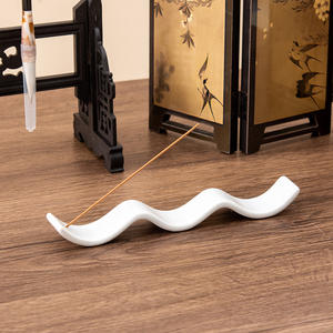 Quemador de incienso moderno de cerámica, forma de onda blanca, soporte para aromaterapia, para decoración del hogar y uso como regalo. - Product Image 4