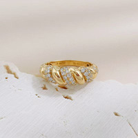 Anelli con Diamanti Alternati 'Stay Together', Diamanti Coltivati in Laboratorio, Placcati in Oro Giallo 18K, Versatili per Fidanzamento e Matrimonio, Gioielli Raffinati per Donne