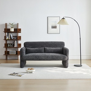 Modern Two Seat Square Fabric KD <b>Sofa</b> Set In Stock Cushion Back Upholstered Easy-Install <b>Wooden</b> <b>Frame</b> Villa Apartment - Product Image 1