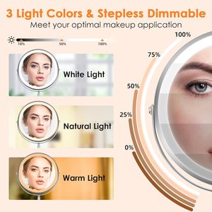Miroir de maquillage professionnel rond double face éclairé mural en acier inoxydable noir pour la vente en gros - Product Image 3