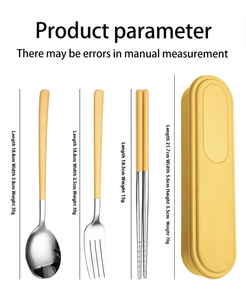 Bộ dao dĩa du lịch GEMEI có hộp đựng, làm bằng thép không gỉ 304, có thể tái sử dụng, bộ dao dĩa cắm trại di động có hộp đựng - Product Image 3