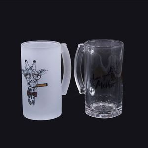 Verre à bière givré personnalisé de 16 oz avec poignée, logo sur mesure, vente en gros - Product Image 5