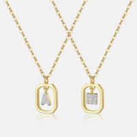 Vente en gros de colliers en argent sterling plaqué or S925 pour femmes exquis élégant Alphabet Zircon à la mode lien chaîne griffe réglage