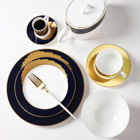 Service de table moderne en porcelaine fine, assiettes plates, couverts, tasses à thé rondes, ensemble de tasses, ensemble de vaisselle en céramique