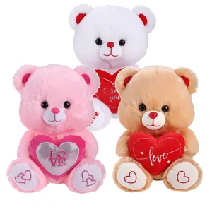 2023 Valentinstag Geschenke niedlichen weichen weißen Teddybär Plüsch tier mit Herz Förderung ausgestopfte Bär Plüsch benutzer definierte Plüsch bär