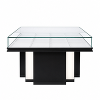 Minimalistische Quadratische Schmuck-Vitrine mit LED-Beleuchtung Glasplatte Anpassbare Aufbewahrungsbasis