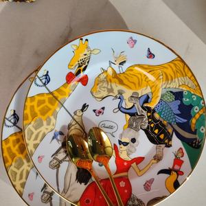 Service à thé et à café de luxe européen en porcelaine fine, motif Cirque Doré, coffret cadeau - Product Image 4