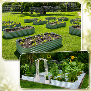 Kit de jardinière surélevée modulaire en métal ondulé, jardinière arrondie pour jardins extérieurs, en acier galvanisé thermolaqué - Product Image 5