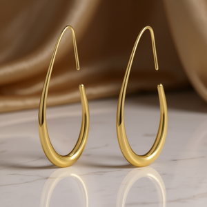 Pendientes de Aro de Oro Sólido de 18K de Lujo con Diseño Minimalista de Gota de Agua para Mujer, Joyería Fina para Uso Diario - Product Image 2