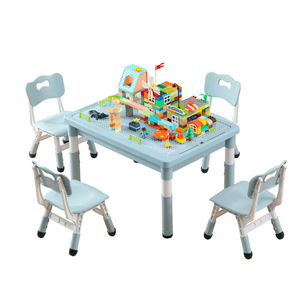 Children's Storage Table With Chairs 85x63cm Plastic <b>Study</b> <b>Desk</b> For Kindergarten Modern Design Safety Feature - Product Image 2