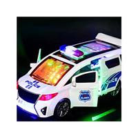 Voiture de police électrique transformable en plastique pour garçons, jouet rotatif à 360 degrés, fonctionnant sur piles, avec portes ouvrables, pour enfants