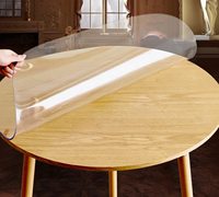 Napperon rond Transparent étanche à l'huile, napperon rond Non lavable en PVC PU pour la maison