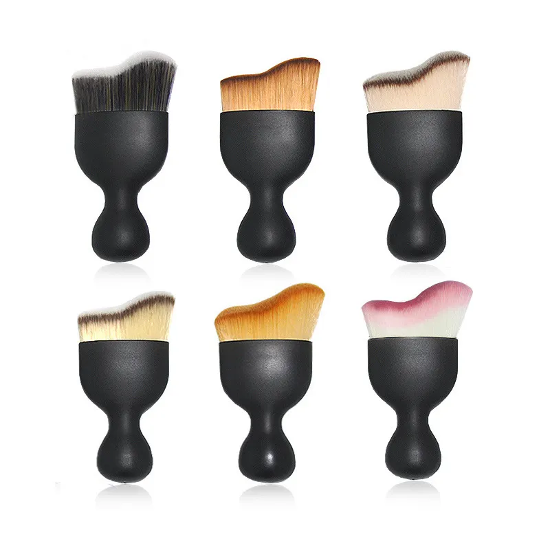 HMU Factory Customized Hot Selling Wave Arc S Shape Top Curved Hair Liquid Foundation Make-up Brush Multiple Use Makeup Brush