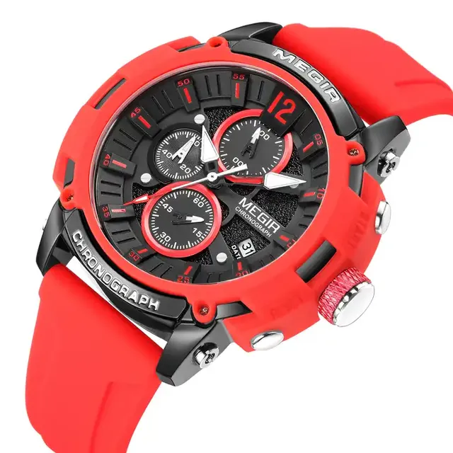 MEGIR 2208 Men's Analog Quartz Sport Watches Men Luxury Business Watch Fashion Silicone Waterproof 2208G Wrist Watch for Male