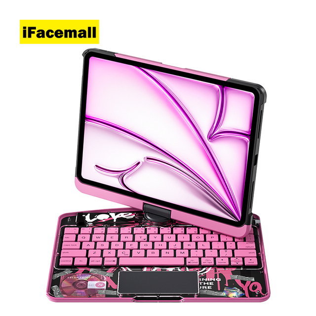 Hot Selling Transparent Tablet Keyboard Pen Holder Backlit BlueTooth Lovely Y2K Wireless Keyboard Case for iPad Pro 11 1/2/3/4th