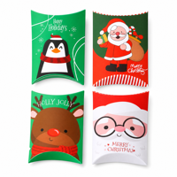 Boîtes cadeaux en papier de qualité alimentaire auto-assemblables pour Noël, 4 designs, emballage pour bonbons et friandises de fête, jetables, impression personnalisable