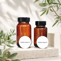Bocaux en verre brun à large ouverture avec bouchons en plastique noir et or, 60250 ml, pour usage cosmétique, Posee Beauty EO-S69, vente en gros