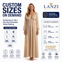 Custom Women Maxi Dress Manufacturer Modest Elegant V Neck Long Sleeve Empire Waist Plus Size for Wholesale Buyers