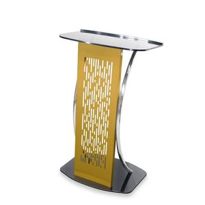 <span class=keywords><strong>Pupitre</strong></span> moderne en verre incurvé doré pour église, <span class=keywords><strong>pupitre</strong></span> de scène professionnel, support de discours, podium de <span class=keywords><strong>mariage</strong></span> avec cadre de support chromé - Product Image 3