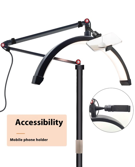 Hanging Half Ring Led Mood Lash Extension Half Moon Light for Lashes Controllable Semi Circle Led Light With Floor Phone Holder