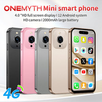 Téléphone portable ONEMYTH M17 Pro Android 12 3+64 Go 4,0'' Double carte SIM 2000 mAh Téléphone portable Play Store 4G Mini Smartphone