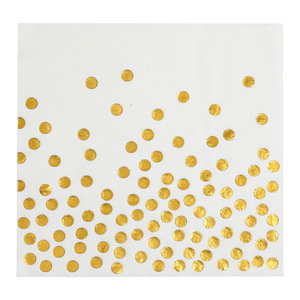 White Paper Napkins With Gold Foil Polka Dots 330mm Disposable For Birthday Parties And Celebrations - Product Image 5