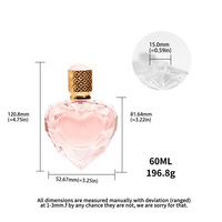 Flacon de parfum 50 ml en verre irrégulier, design 'Acide de cœur', avec pulvérisateur à pompe, vide, créatif, emballage unique en forme de cœur