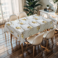Nappe rectangulaire en PVC imprimé plantes beige RNPT, rouleau de nappe en PVC sans plis, protection de table pour anniversaire