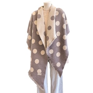 Vente en gros de cape poncho à pois avec franges, style coréen, écharpe châle mignonne pour femme, automne hiver - Product Image 5