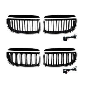 Rejilla Delantera Negra Estilo Riñón de Doble Listón de Plástico ABS para BMW Serie 3 E90 E91 2005-2008 Pre-LCI Modificación de Coche con Luz - Product Image 1