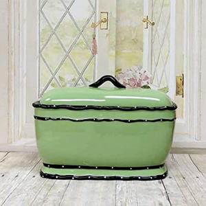 Recipiente de Almacenamiento para el Hogar de Diseño Nuevo 2020, Recipiente para Pan de Cerámica de Forma Cuadrada Blanca, Caja para Pan con Tapa de Bambú - Product Image 4