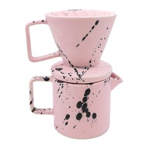 Ensemble de gobelets filtrants à encre <span class=keywords><strong>rose</strong></span> mat avec éclaboussures personnalisées pour café en céramique mouchetée - Product Image 1