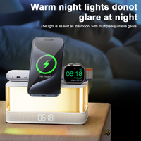Kleurrijke Multifunctionele Rgb Nachtlampje Muziek Bt Speaker Wekker 15W Magnetische 6 In 1 Draadloze Oplader Mobiele Telefoon Houder