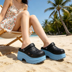 Zuecos de Plataforma Inmpea Negro y Rosa, Tacón de 9 cm, Zapatos Crocs de Verano para Mujer - Product Image 4