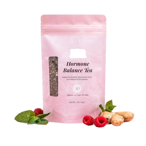 Thé de Santé Équilibrant Hormonal aux Plantes OEM, Mélange Premium Végétalien Halal Aromatisé à la Feuille de Framboisier Rouge, à la Ortie et au Gingembre - Product Image 1