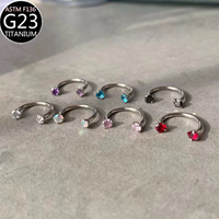 Perhiasan tindik hidung titanium zircon ASTM F136 bentuk tapal kuda, anting septum hidung, anting labret bentuk C, anting daith, tindik tubuh.